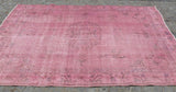 Dusty Pink overdyed area rug, 9 x 6 feet - Sophie's Bazaar - 1