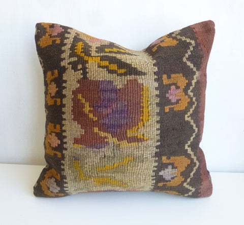 Brown Rustic Kilim Pillow Cover - Sophie's Bazaar - 1