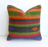 Kilim Pillow Cover with Colorful stripes - Sophie's Bazaar - 1