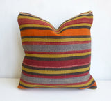Kilim Pillow Cover with Stripes - Sophie's Bazaar - 1