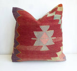 Terracotta Kilim Pillow Cover with Ethnic design - Sophie's Bazaar - 1