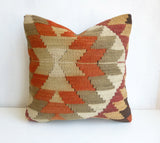 Kilim Pillow Cover with gorgeous Earth Tone Ethnic design - Sophie's Bazaar - 1