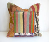 Colorful Patchwork Kilim Pillow Cover with Stripes - Sophie's Bazaar - 3