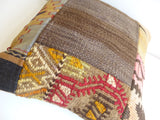 Natural Brown Patchwork Kilim Pillow Cover - Sophie's Bazaar - 5