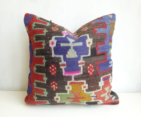Colorful Vintage Ethnic Kilim Pillow Cover - Sophie's Bazaar - 1