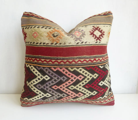 Vintage Embroidered Kilim Pillow Cover - Sophie's Bazaar - 1