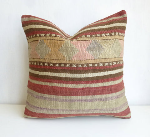 Kilim Pillow Cover with Stripes - Sophie's Bazaar - 1