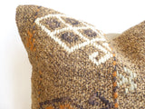 Brown Kilim Pillow Cover with Colorful Embroideries - Sophie's Bazaar - 2