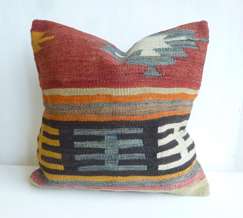 Beautiful Terracotta Tribal Kilim Pillow Cover - Sophie's Bazaar - 1