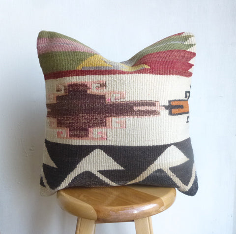 Amazingly Pretty Tribal Kilim Pillow Cover hand woven in Turkey - Sophie's Bazaar - 1
