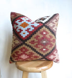 Anatolian Kilim Pillow Cover with Earth Tone colors - Sophie's Bazaar - 3