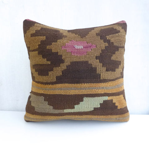 Brown Ethnic Kilim Pillow Cover - Sophie's Bazaar - 1