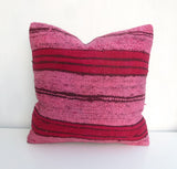 Pink & Cherry Kilim Pillow Cover / Overdyed Throw cushion - Sophie's Bazaar - 2