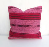 Pink & Cherry Kilim Pillow Cover / Overdyed Throw cushion - Sophie's Bazaar - 1