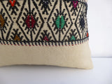 Cream Kilim Pillow cover with colorful ethnic embroideries - Sophie's Bazaar - 2