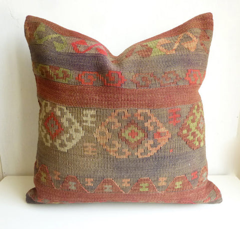 Large 20' Tribal Kilim Floor Pillow 50x50 cm - Sophie's Bazaar - 1