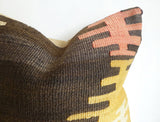 Brown & Yellow Ethnic Kilim pillow cover - Sophie's Bazaar - 2