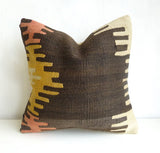 Brown & Yellow Ethnic Kilim pillow cover - Sophie's Bazaar - 3
