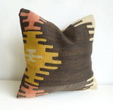 Brown & Yellow Ethnic Kilim pillow cover - Sophie's Bazaar - 4