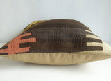 Brown & Yellow Ethnic Kilim pillow cover - Sophie's Bazaar - 5