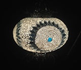 White & Silver Mosaic Lamp with Hand Crafted Copper swan neck base - Sophie's Bazaar - 2
