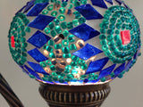 Royal Blue and Aqua Swan neck Mosaic Lamp - Sophie's Bazaar - 2