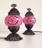 Pair of Small Pink Turkish Mosaic Lamps - Sophie's Bazaar - 2