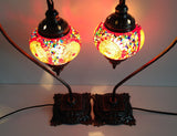 Turkish Mosaic Lamp set with Vintage Look Metal Base - Sophie's Bazaar - 2