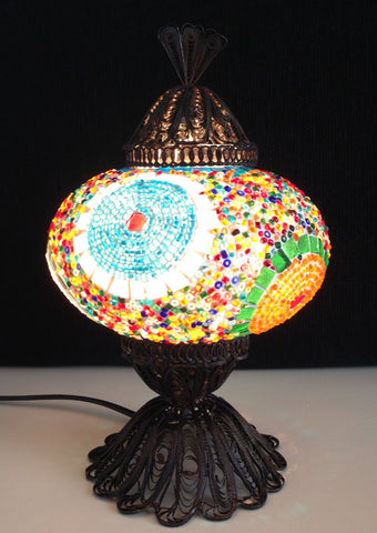 Turkish Mosaic Lamp with Hand crafted Copper Base - Sophie's Bazaar - 1