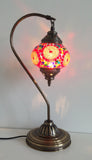 Red and Gold Swan Neck Mosaic Lamp With Vintage Look Base - Sophie's Bazaar - 1