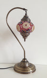 Red and Gold Swan Neck Mosaic Lamp With Vintage Look Base - Sophie's Bazaar - 2