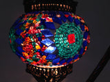 Traditional Blue Turkish Boho mosaic lamp with hand crafted copper base - Sophie's Bazaar - 5