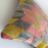 Decorative Kilim Pillow with Pink medallion - Sophie's Bazaar - 4